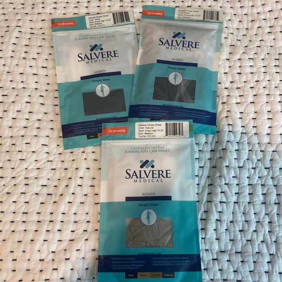 SALVERE compression tights/pantyhose/knee high socks 15-20 mmHg black&natural - Picture 1 of 5